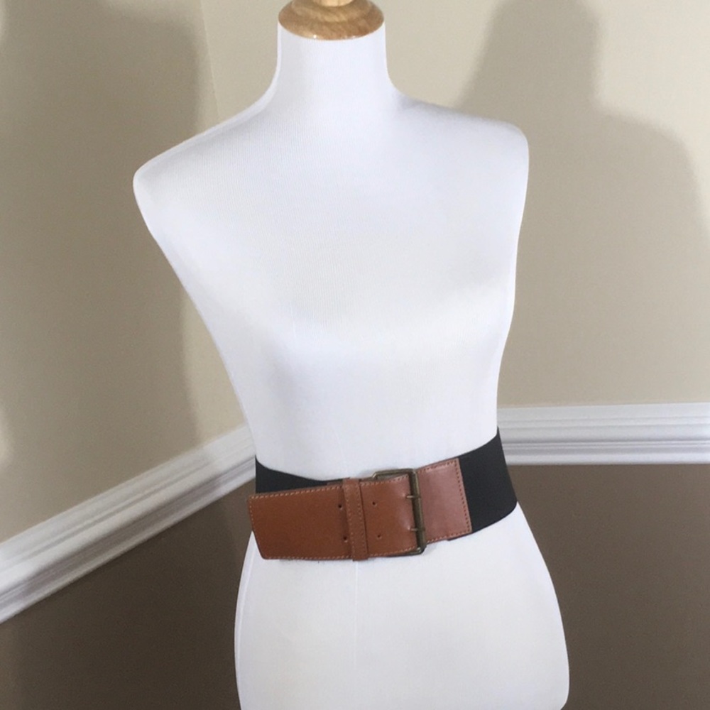 Elastic belt with real leather B0035